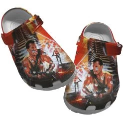 Die Hard Clog Shoes Unisex, Die Hard Crocs, Die Hard Clog Shoes, Movie Crocs, Sandals, Clog Shoes, Movie Clog Shoes