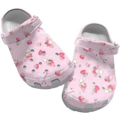 Hello Kitty Clog Shoes Unisex, Hello Kitty Crocs, Kitty White Crocs, Anime Crocs, Anime Clog Shoes, Kitty Clog Shoes