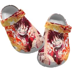 One Piece Clog Shoes Unisex, One Piece Crocs, Anime Sandals, Anime Crocs, Monkey D Luffy Crocs, Anime Clog Shoes