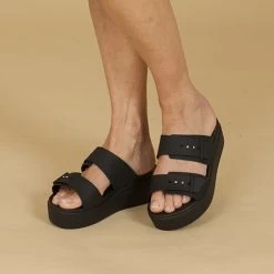 Crocs Brooklyn Buckle Low Wedge -Summer Shoes Store brooklyn buckle low wedge black 013 5